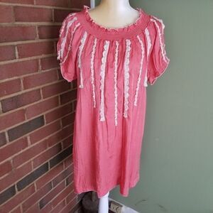 Ya Pinkish Dress 55% Silk 45% cotton SZ L EUC